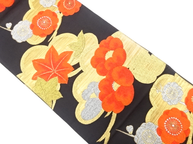 JAPANESE KIMONO / ANTIQUE FUKURO OBI / SILK / WOVEN UME